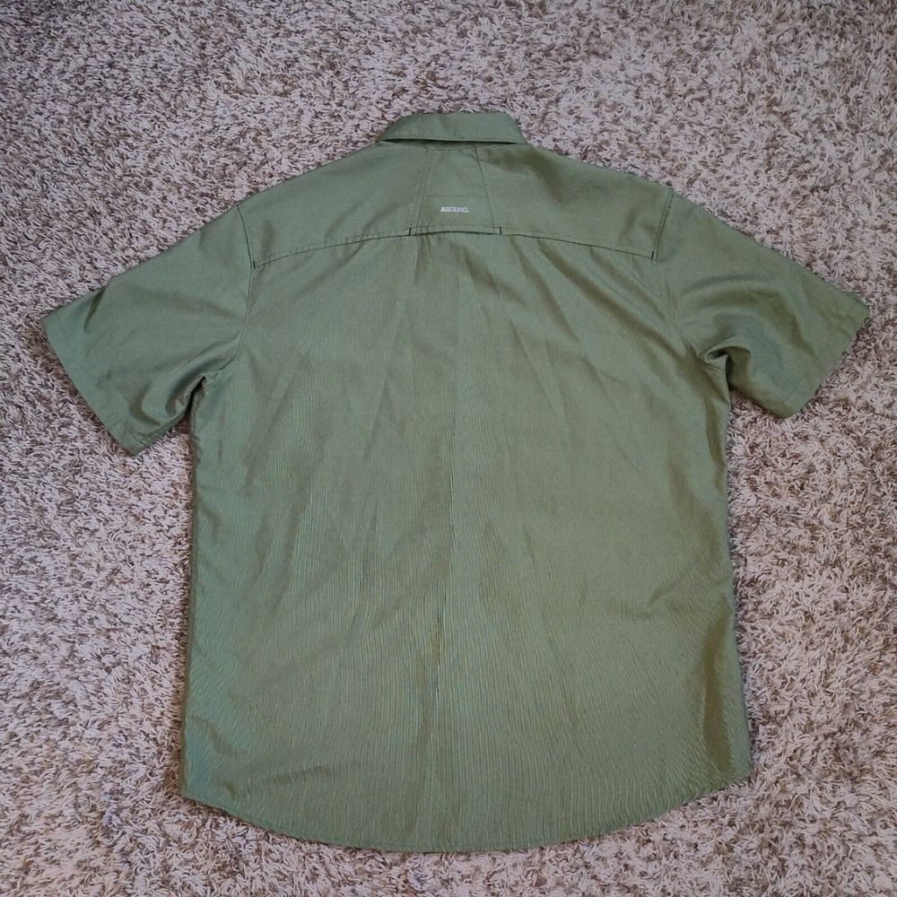 Ascend Short Sleeve Men Sz L Button Up Green Polyester Shirt - Picture 8 of 9